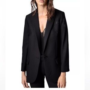 Zadig & Voltaire Viva Strass Star Black Blazer, size small/36FR